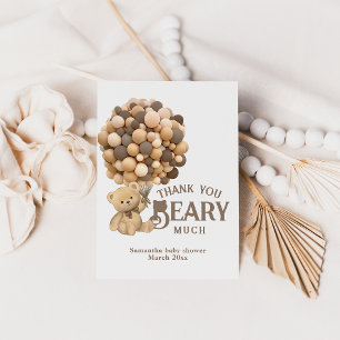 We Can Bearly Wait Modern Bear Baby Shower Thank You Card