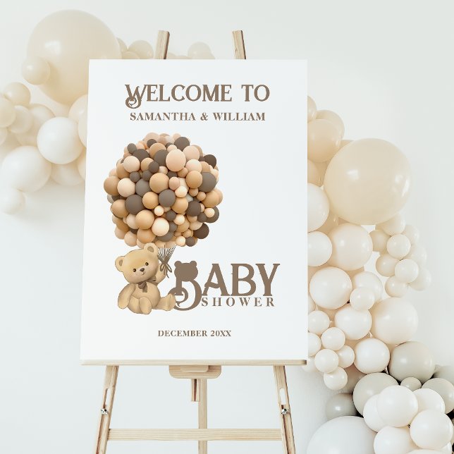 We Can Bearly Wait Modern Bear Baby Shower Welcome Foam Board (Creator Uploaded)