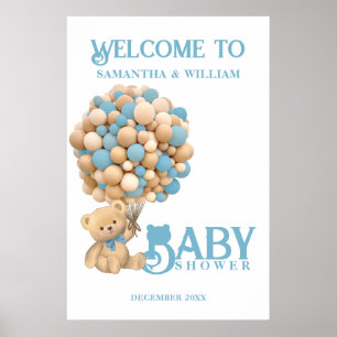 We Can Bearly Wait Modern Bear Baby Shower Welcome Poster
