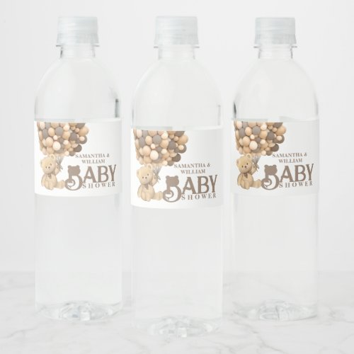 We Can Bearly Wait Modern Bear Baby Shower Welcome Water Bottle Label