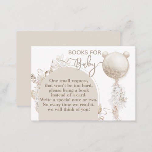 We can bearly wait Modern Boho Baby Shower book Enclosure Card