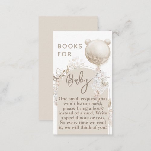 We can bearly wait Modern Boho Baby Shower books Enclosure Card