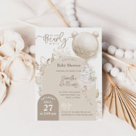 We can bearly wait Modern Boho Baby Shower  Invitation