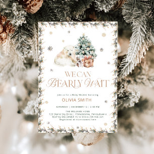 We Can Bearly Wait Modern Cute Bear Invitation