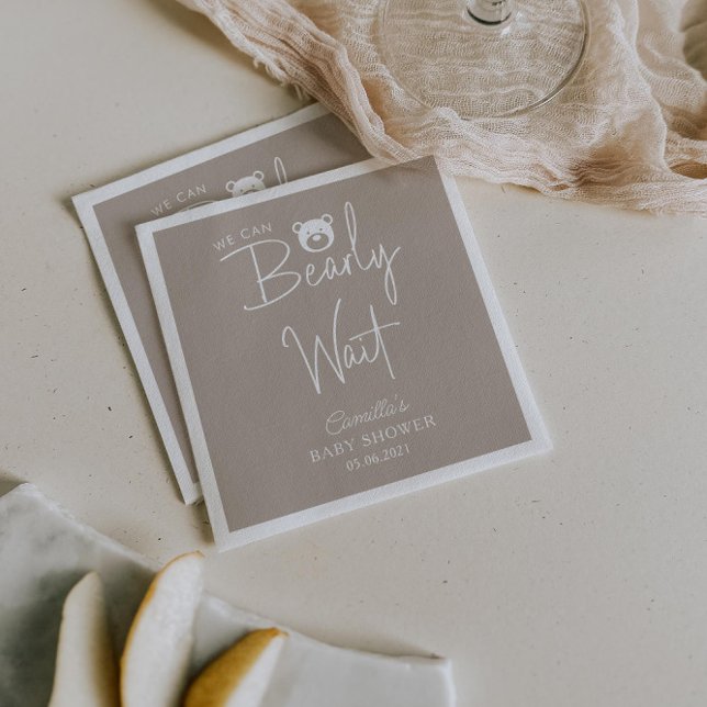 We Can Bearly Wait Modern Minimalist Baby Shower Napkins (Creator Uploaded)