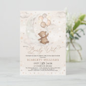 We Can Bearly Wait Moon Bear Balloons Baby Shower Invitation (Standing Front)