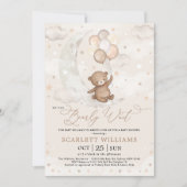 We Can Bearly Wait Moon Bear Balloons Baby Shower Invitation (Front)