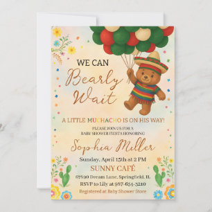 We Can Bearly Wait Muchacho Mexican Baby Shower Invitation