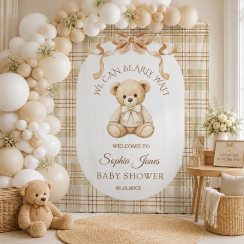 We Can Bearly Wait Neutral Baby Shower Backdrop