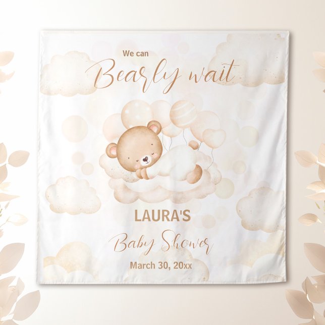 We Can Bearly Wait Neutral Baby shower Backdrop (We Can Bearly Wait Neutral Baby shower Backdrop)