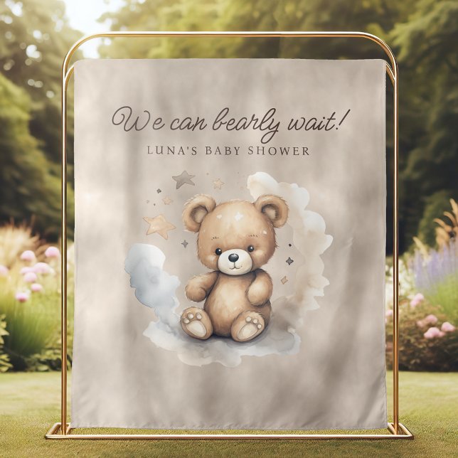 We Can Bearly Wait Neutral Baby Shower Backdrop (Creator Uploaded)
