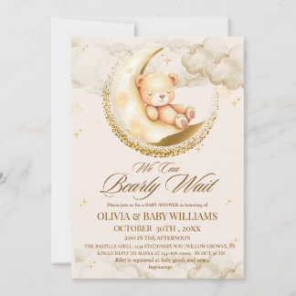 We can Bearly Wait Neutral Baby Shower Invitation