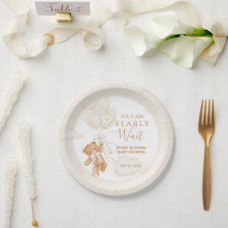 We Can Bearly Wait Neutral Baby Shower Paper Plates