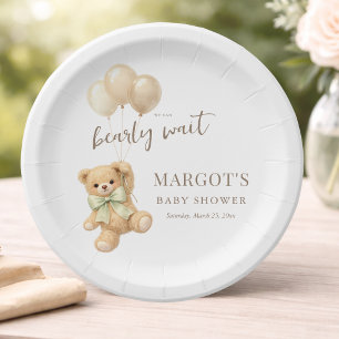 We Can Bearly Wait Neutral Baby Shower Party Paper Plates
