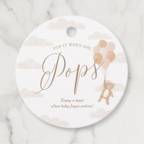 We Can Bearly Wait Neutral Baby Shower Wine Bottle Favor Tags