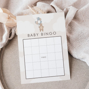 We Can Bearly Wait   Neutral Blue Baby Bingo Game Enclosure Card