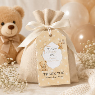 We Can Bearly Wait Neutral Teddy Bear Baby Shower Gift Tags