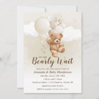 We can Bearly Wait Neutral Teddy Bear Baby Shower Invitation