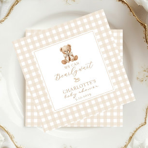 We can bearly Wait Neutral Teddy bear baby shower Napkins