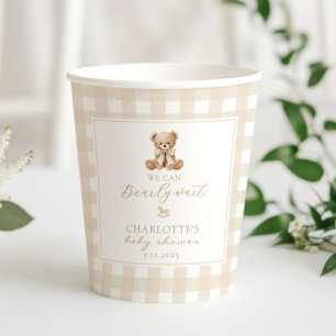 We can bearly Wait Neutral Teddy bear baby shower Paper Cups