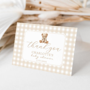We can bearly Wait Neutral Teddy bear Letterpress Thank You Card