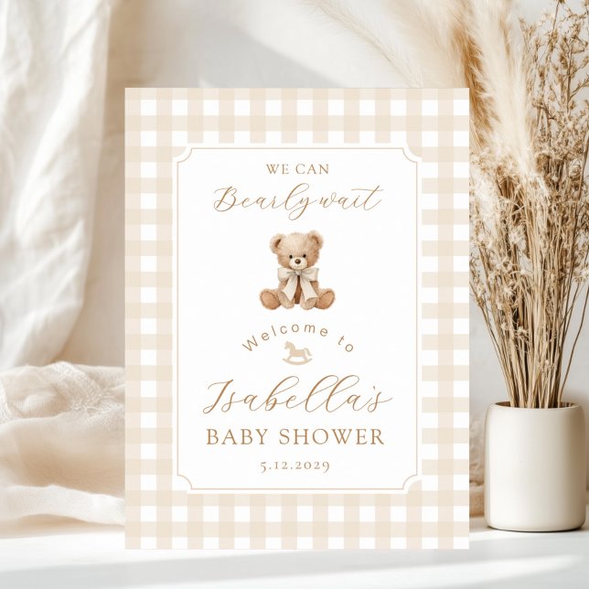  We can bearly wait neutral Teddy bear Welcome Poster (Creator Uploaded)