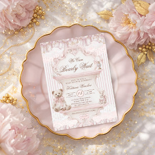 We Can Bearly Wait Nursery Girl Baby Shower Invitation