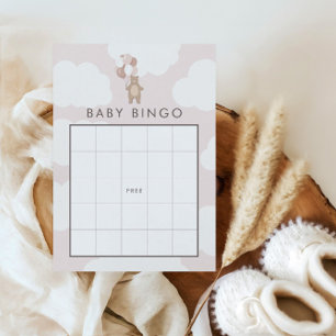 We Can Bearly Wait Pale Pink Girl Bingo Game Enclosure Card
