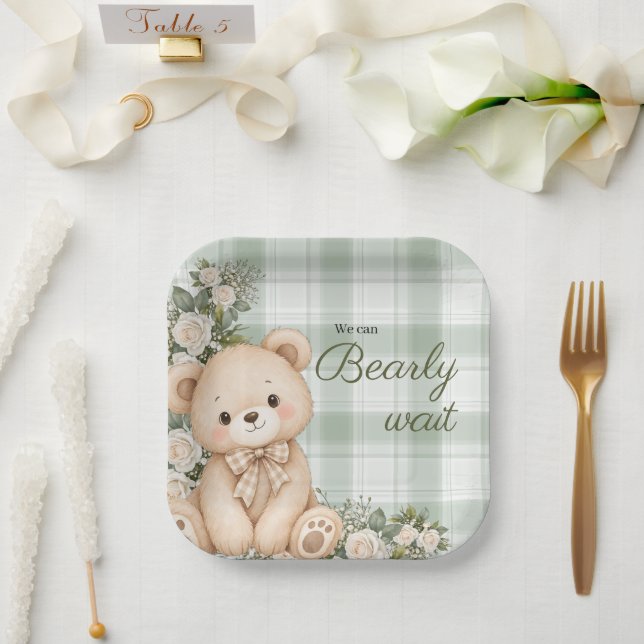 We can bearly wait  paper plates (Wedding)