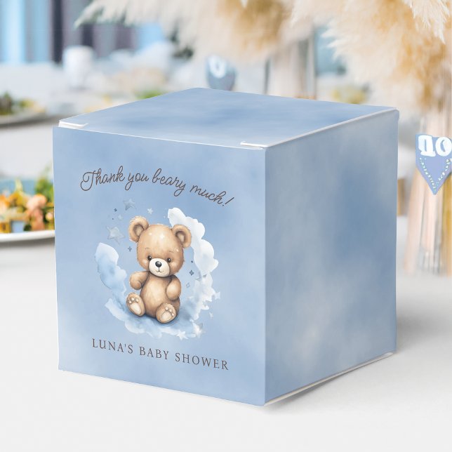 We Can Bearly Wait Pastel Blue Baby Shower Favor Boxes (Creator Uploaded)