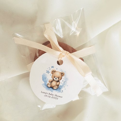 We Can Bearly Wait Pastel Blue Baby Shower Favor Tags