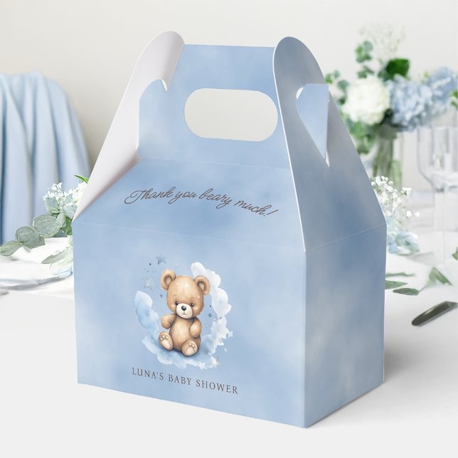 We Can Bearly Wait Pastel Blue Baby Shower Gable Favor Boxes (Creator Uploaded)