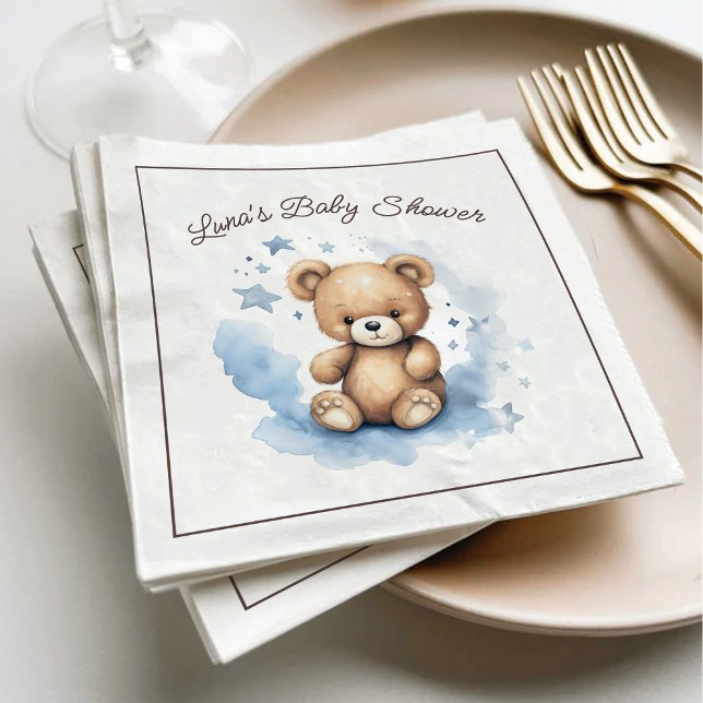 We Can Bearly Wait Pastel Blue Baby Shower Napkins (Creator Uploaded)