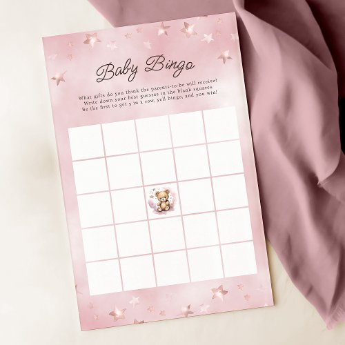 We Can Bearly Wait Pastel Pink Baby Bingo Game