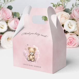We Can Bearly Wait Pastel Pink Baby Shower Gable Favor Boxes