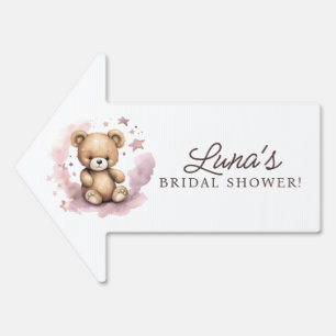 We Can Bearly Wait Pastel Pink Baby Shower Yard Sign