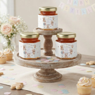 We Can Bearly Wait pastel watercolor baby shower Honey Jar Favors
