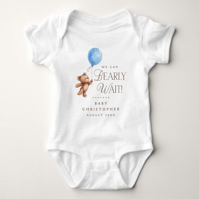 We Can Bearly Wait Personalized Baby Bodysuit (Front)