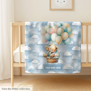 We Can Bearly Wait Personalized Baby Shower Teddy Baby Blanket