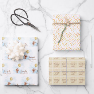 We Can Bearly Wait Personalized Baby Shower Wrapping Paper Sheets