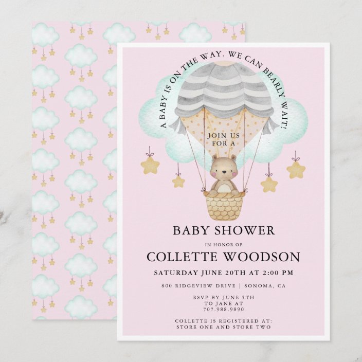 We Can Bearly Wait Pink Baby Girl Shower Invitation Zazzle