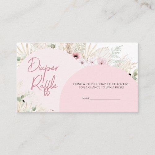 We Can Bearly Wait Pink Baby Shower Diaper Raffle Enclosure Card