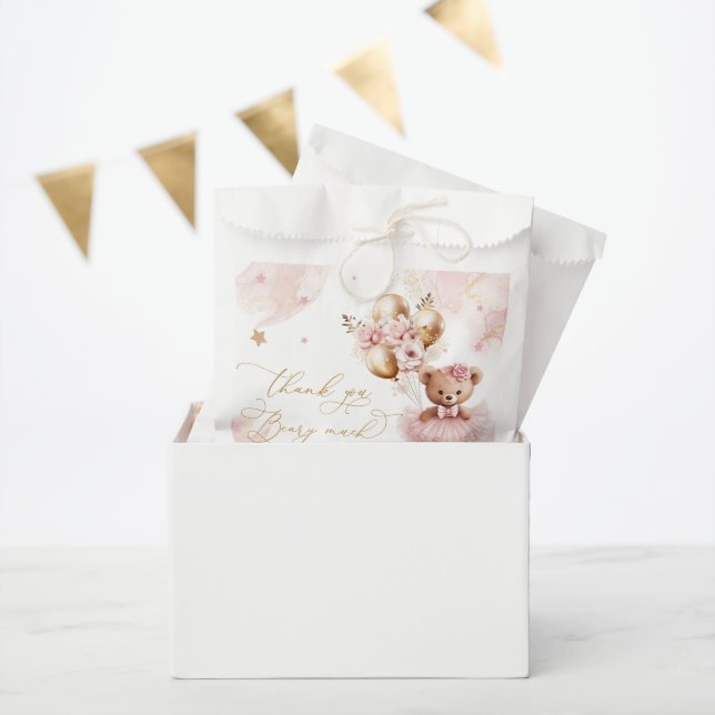 We Can Bearly Wait Pink Baby Shower Favor Bag (Party)