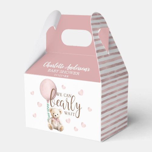 We Can Bearly Wait Pink Baby Shower Favor Box