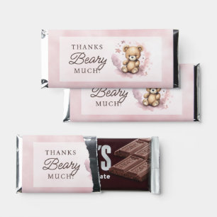 We Can Bearly Wait Pink Baby Shower Large Hershey Bar Favors