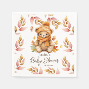 We Can Bearly Wait Pink Baby Shower Napkins