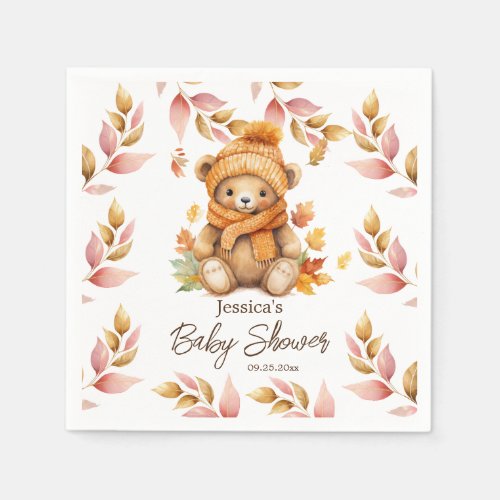 We Can Bearly Wait Pink Baby Shower  Napkins