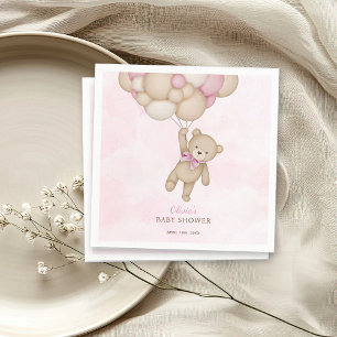 We Can Bearly Wait Pink Baby Shower Napkins