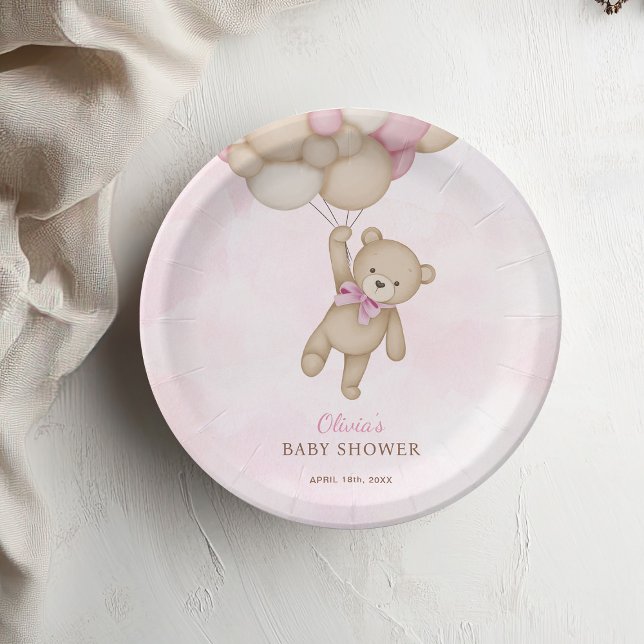 We Can Bearly Wait Pink Baby Shower Paper Plates (Creator Uploaded)