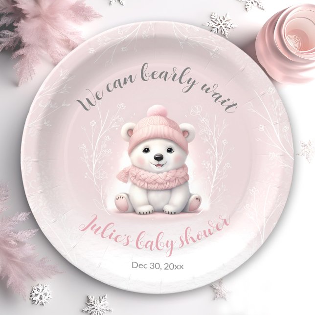 We Can Bearly Wait Pink Baby Shower Paper Plates (We Can Bearly Wait Pink Baby Shower Paper Plates)